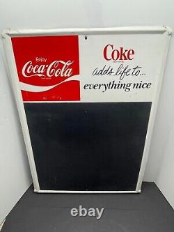 Original Vintage Coca-cola Metal Advertising Soda Pop Chalkboard Sign 28 X 20