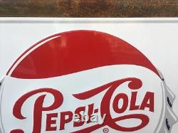 Pepsi Bottle Cap Sign Vintage Metal Sign 23 1/2 Inch Soda Pop Cola Drink Stout