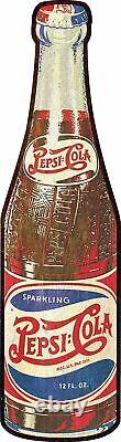 Pepsi Cola Soda Pop Bottle Shaped 48 Heavy Duty USA Made Metal Advertising Sign