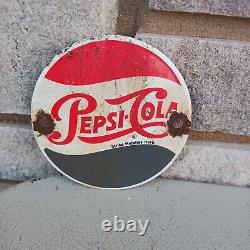 Pepsi Cola Soda Pop Porcelain Metal Gas Oil Strike Match HERE Sign