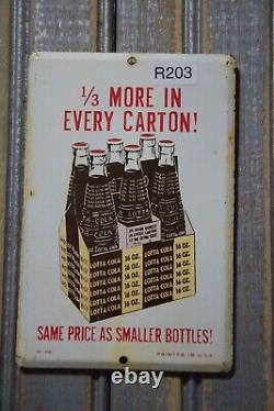RARE 1950s LOTTA COLA SIX PACK 16 OUNCE SODA POP STAMPED PAINTED METAL SIGN COKE