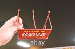 RARE 1950s RED COCA COLA PAINTED METAL SHOPPING CART SIGN COKE RC BOTTLE CRUSH