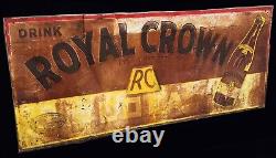 RARE Drink Royal Crown Cola withBottle Sign Metal Large 94x42