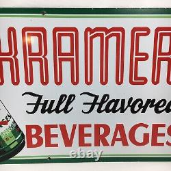 RARE Original Vintage KRAMER'S BEVERAGES Cola Soda Drink Metal Sign MT CARMEL