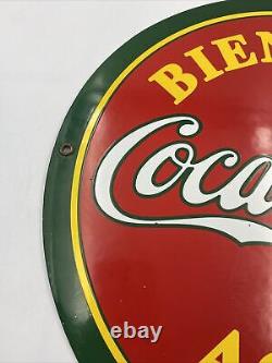 RARE VINTAGE SPANISH MEXICAN Metal Coca-Cola Coke Porcelain Enamel Sign 13