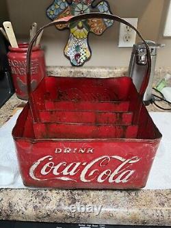 RARE Vintage Embossed Coke Coca Cola Metal Original Stadium 12 Bottle Carrier