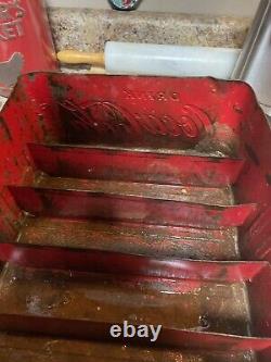 RARE Vintage Embossed Coke Coca Cola Metal Original Stadium 12 Bottle Carrier