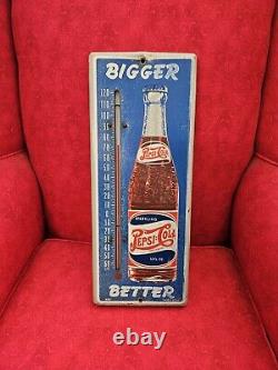 RARE Vintage Pepsi Cola Double Dot Metal Thermometer Advertising M 121