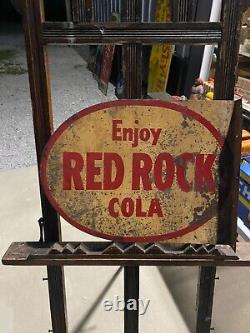 RARE! Vintage Red Rock Cola Metal Flange Sign SODA GAS OIL-SCARCE! 16 x 12
