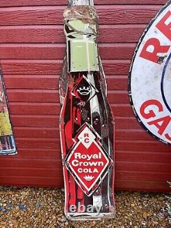 RC Cola Advertising Sign Royal Crown 58 Metal Die Cut Soda Bottle Soda Sign VTG