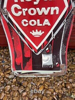 RC Cola Advertising Sign Royal Crown 58 Metal Die Cut Soda Bottle Soda Sign VTG