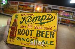 Rare Drink Kemp's Root Beer Ginger Ale Dealer Porcelain Metal Sign Bottle Coke