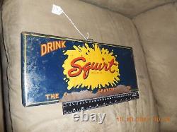 Rare Original 1940's Squirt Cola Soda Pop metal sign used paint missing 15 3/4
