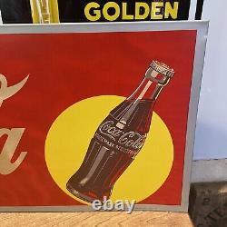 Rare! Original & Authentic''drink Coca Cola'' Metal Sign 33x11.5 Inch Rare