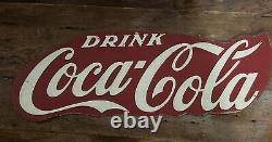 Rare! Original & Authentic''drink Coca Cola'' Tin Metal Sign 28 X 9 Rare