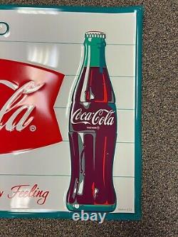 Retro Ice Cold Coca Cola Fishtail Metal Sign 27x19 USA Made
