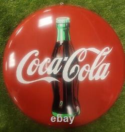 Round Metal Coca Cola Sign. Vintage 1990. Rare Find