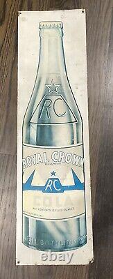 Royal Crown Cola Soda 1930's Vintage Metal Sign, 25by 7, Aged