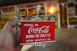 SCARCE 1950s PRENEZ DU COCA COLA PAINTED METAL SHOPPING CART SIGN FRENCH STORE