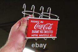 SCARCE 1950s PRENEZ DU COCA COLA PAINTED METAL SHOPPING CART SIGN FRENCH STORE