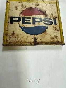 Say Pepsi Please Vintage Metal Pepsi-Cola Metal Soda Sign Thermometer 1965