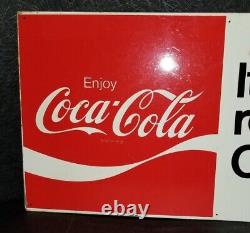 VINTAGE METAL 1970'S ENJOY COCA-COLA IT'S THE REAL THING COKE SIGN 15x 30