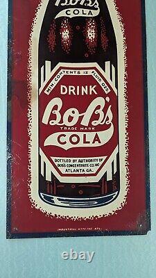 VINTAGE ORIGINAL Bob's Cola BOTTLE METAL SIGN 7x21 Inches Soda Atlanta GA 5 Cent