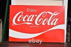 VINTAGE Tin Metal Enjoy Coca Cola Store Advertising Sign Panel 36x24 AM 121
