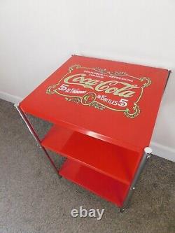 VTG Retro BISTRO! Coca-Cola Metal 3 Tier Bar Cart Soda Fountain Shop Cosco Style