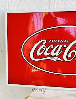 Vintage 1930's Drink Coca Cola Cooler Embossed Metal Plate Sign