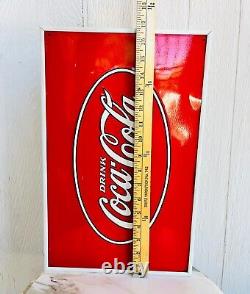 Vintage 1930's Drink Coca Cola Cooler Embossed Metal Plate Sign