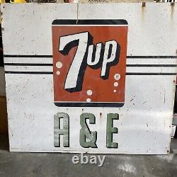 Vintage 1950's 7-UP 45x40 Metal Soda Cola Sign Advertising Convenience Store