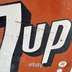 Vintage 1950's 7-UP 45x40 Metal Soda Cola Sign Advertising Convenience Store