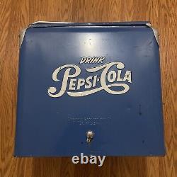 Vintage 1950's PEPSI Blue White PEPSI-COLA Soda Metal Cooler