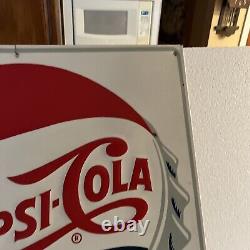 Vintage 1950s-1960's PEPSI COLA Bottle Cap Sign Metal 25x25 OEM