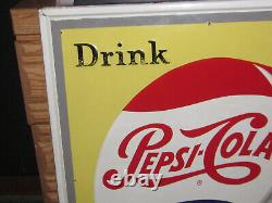 Vintage 1960's PEPSI COLA Bottle Cap Metal Sign, Stout # M-203