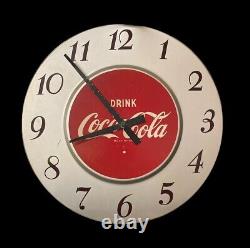 Vintage 1960s Original Drink Coca Cola 18 Round Metal Advertising Clock Sign