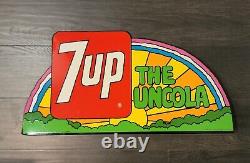 Vintage 24 7UP Uncola Rainbow Soda Advertisement Metal Sign Coke Original 1971
