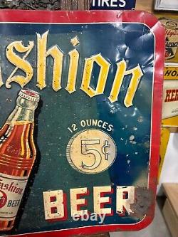 Vintage 5 Cent Old Fashioned Root Beer Metal Sign 32 x 23 GAS OIL SODA COLA