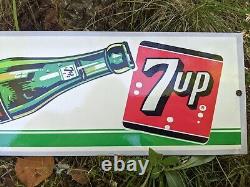 Vintage 7up Porcelain Metal Gas Pump Sign Soda Cola 7 Up