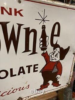 Vintage Brownie Chocolate Soda Cola Drink Metal Embossed Sign 28 x 20 Gnome