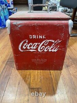 Vintage Coca Cola Cooler Action Mfg Trade Marked Metal 30s40s50s Mid Century