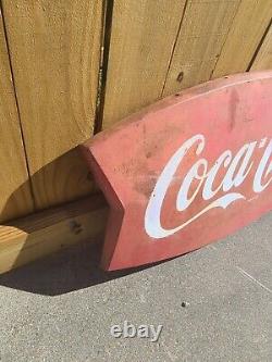 Vintage Coca Cola Fishtail Metal Tin Sign 42 Original