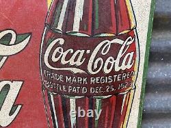 Vintage Coca Cola Metal Sign Coke Bottle Sign Soda Pop Beverage 12x17