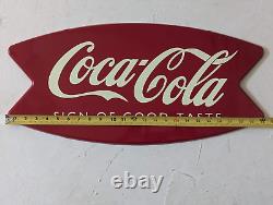 Vintage Coca-Cola Sign Of Good Taste Metal Fishtail Sign Wall Hang 1996