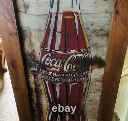 Vintage Coca Cola Soda Pop Bottle Tin Metal Sign