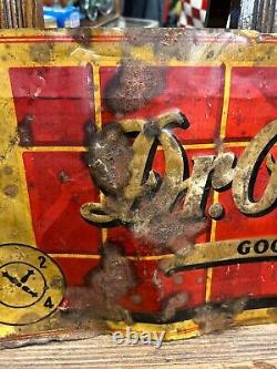 Vintage Dr. Pepper Metal Sign 29 x 12 SODA COLA GAS OIL BOTTLE