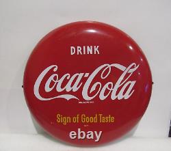 Vintage Drink Coca-Cola Sign of Good Taste 12 Advertising Button Metal Sign