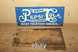 Vintage Early 1900's Pepsi Cola 5c Double Dot Soda Fountain Drink Pop Metal Sign