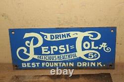 Vintage Early 1900's Pepsi Cola 5c Double Dot Soda Fountain Drink Pop Metal Sign